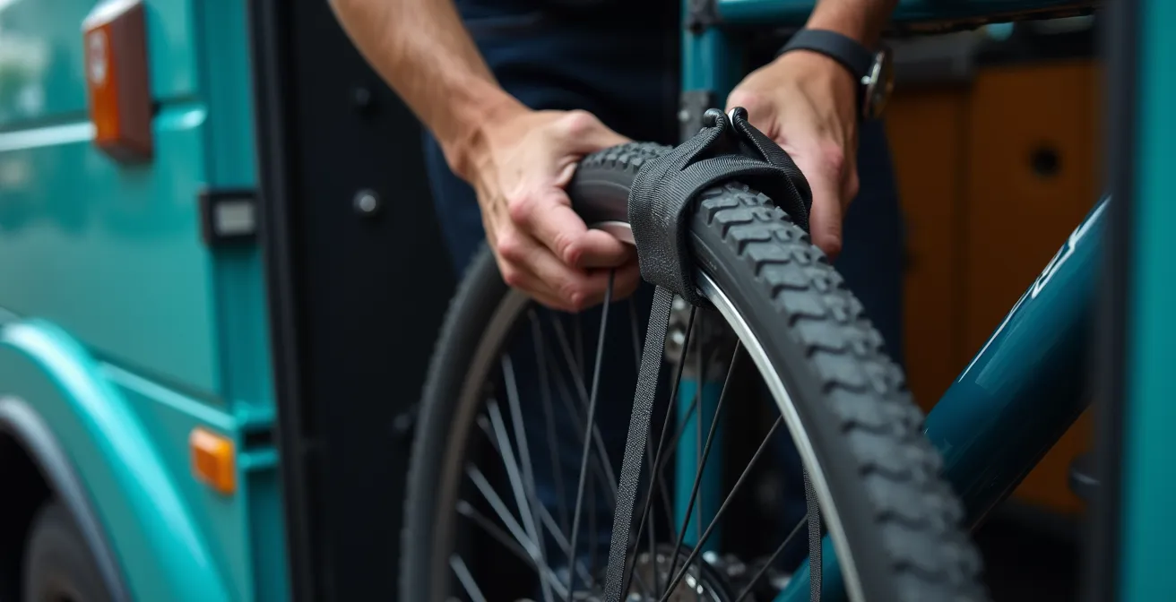 Autista che aiuta ciclista a caricare bicicletta nella stiva laterale di un autobus extraurbano