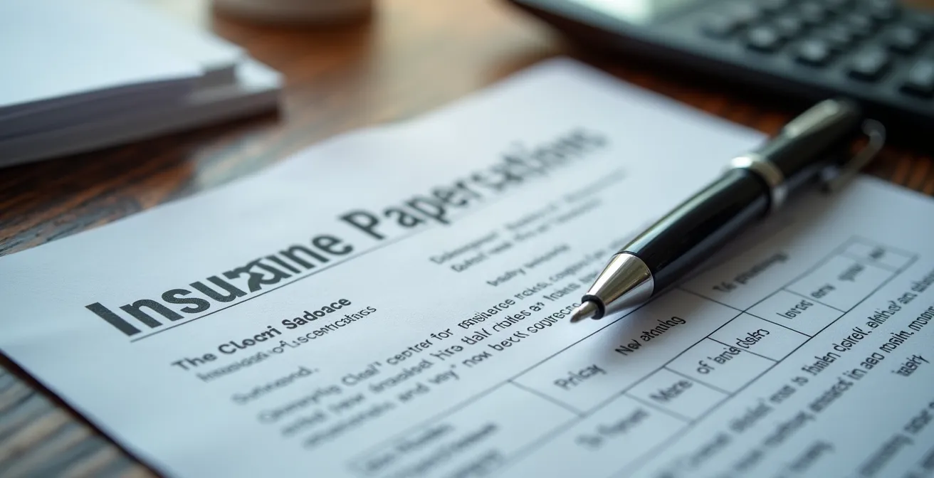 Documenti assicurativi e ricevute per rimborso bagaglio su scrivania italiana