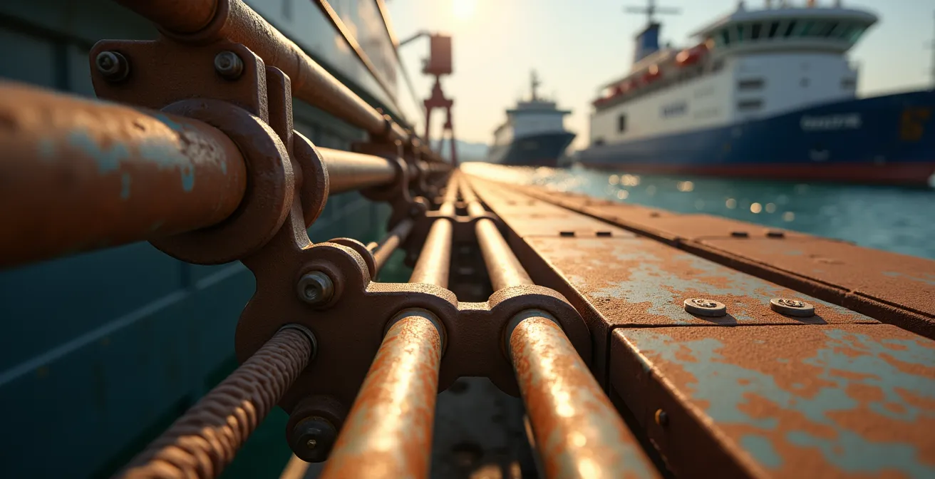 Vista aerea del porto di Livorno con navi cargo e traghetti durante la stagione estiva