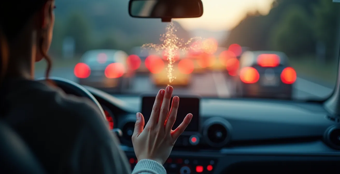 Tecnica di respirazione del quadrato per guidatori in coda sull'autostrada italiana